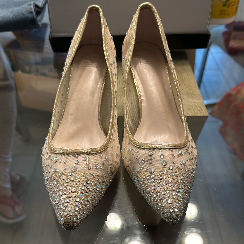 DB Studio rhinestone wedding kitten heels size 9